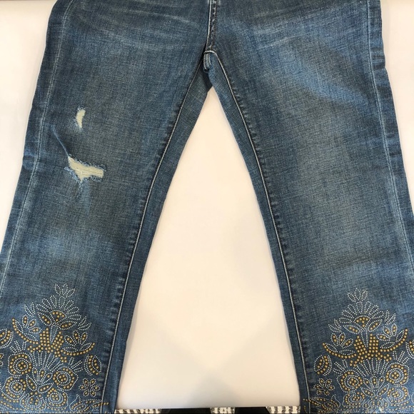 Blank NYC Kick Flare bedazzled Crop Fringe Jeans - Picture 8 of 11